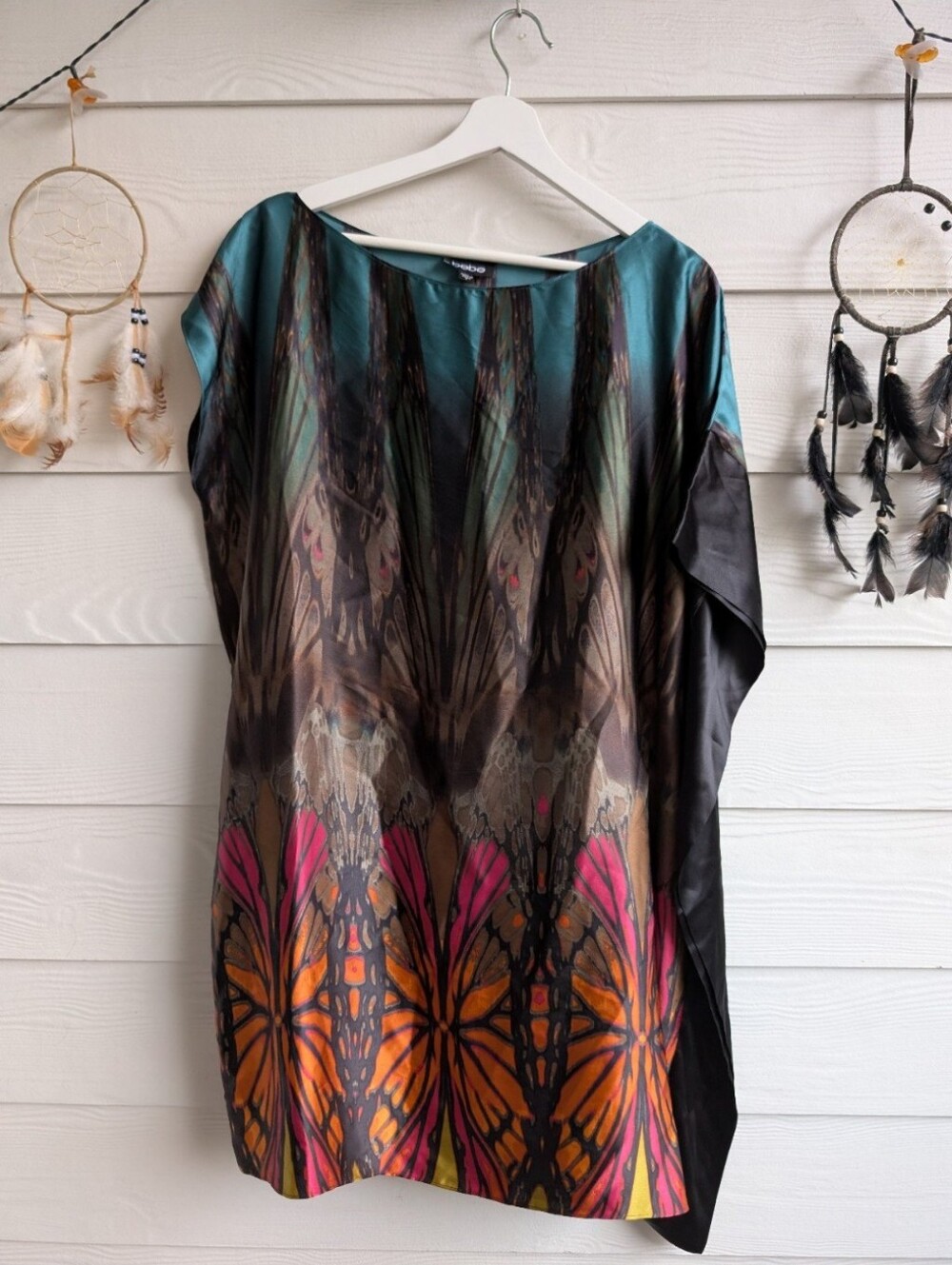 Y2K bebe Silk Butterfly Print Dress